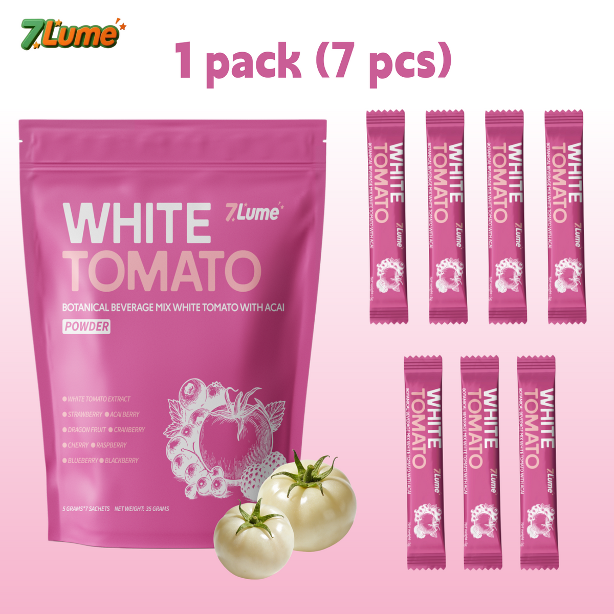 7LUME White Tomato 5600mg supplement cerahkan kulit, pcos UTI supplement