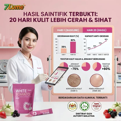 7LUME White Tomato 5600mg supplement cerahkan kulit, pcos UTI supplement